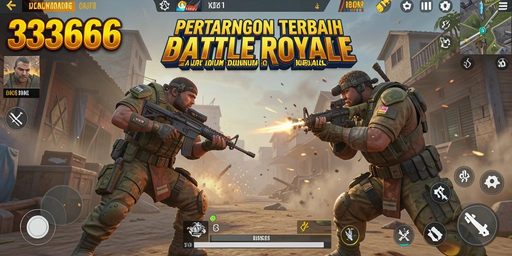 Screenshot menampilkan aksi seru dalam game Battle Royale 333666.