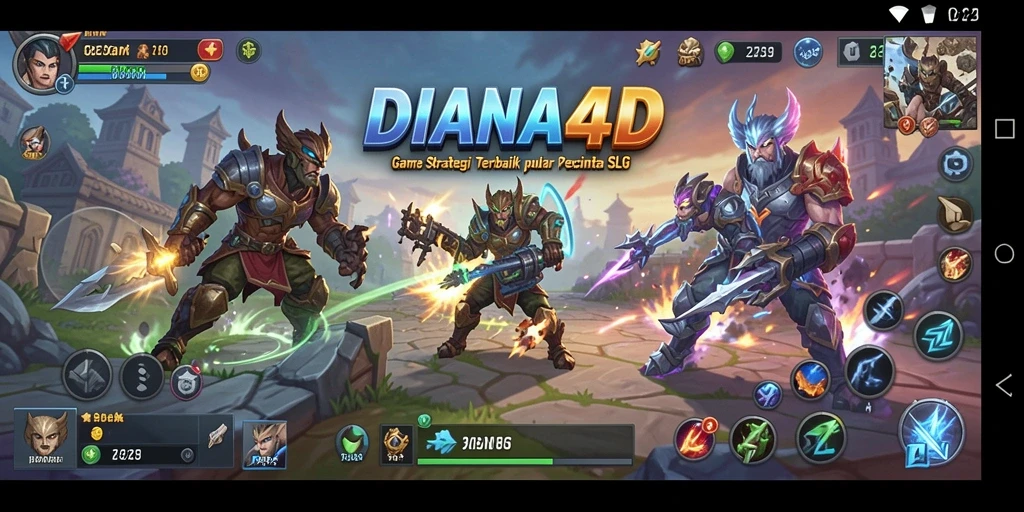 Tampilan screenshot utama DIANA4D yang menunjukkan aksi gameplay SLG.