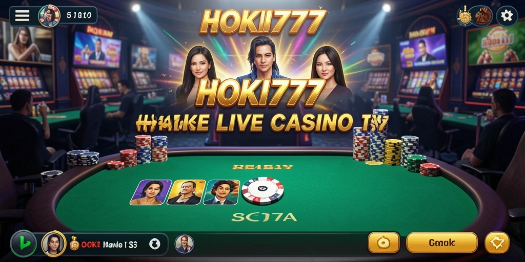 Tampilan gameplay HOKI777 yang menakjubkan dengan dealer langsung.