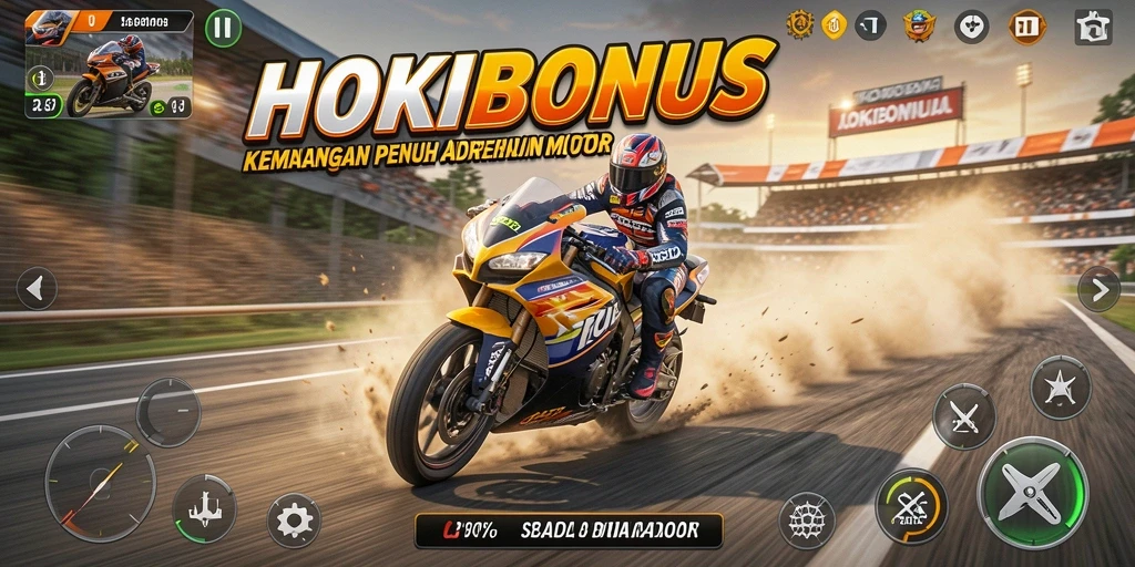 Gameplay HOKIBONUS yang menegangkan dalam balapan motor.