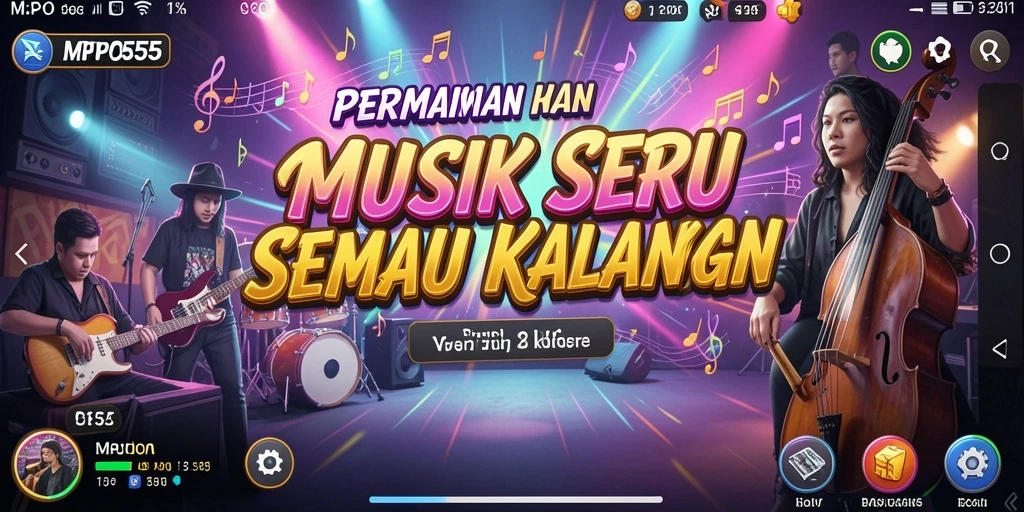 Tampilan gameplay MPO555 yang penuh warna dan dinamis.