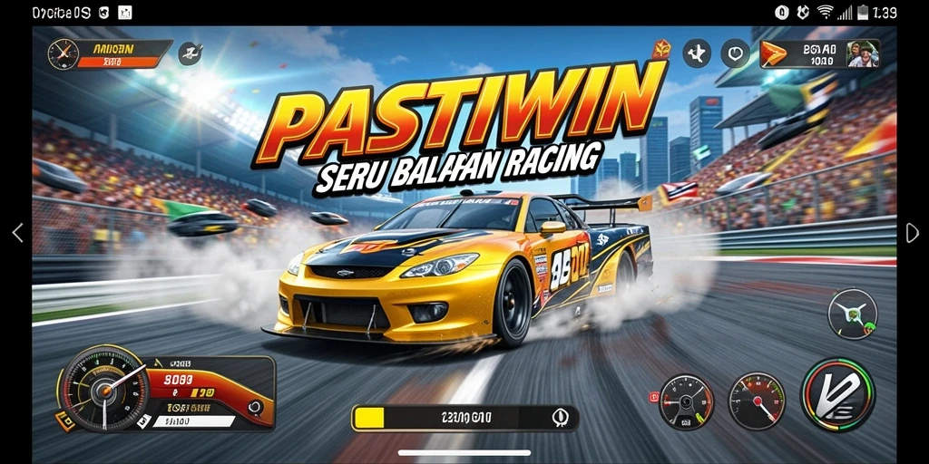 Tangkapan layar menunjukkan aksi balapan intens di PASTIWIN.