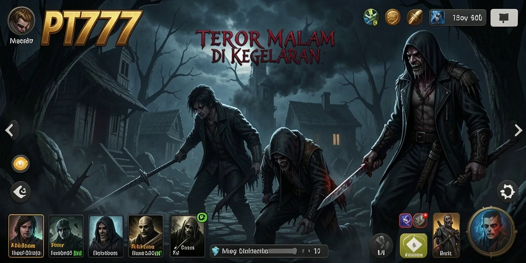 Screenshot gameplay PT777 yang menampilkan suasana menyeramkan.