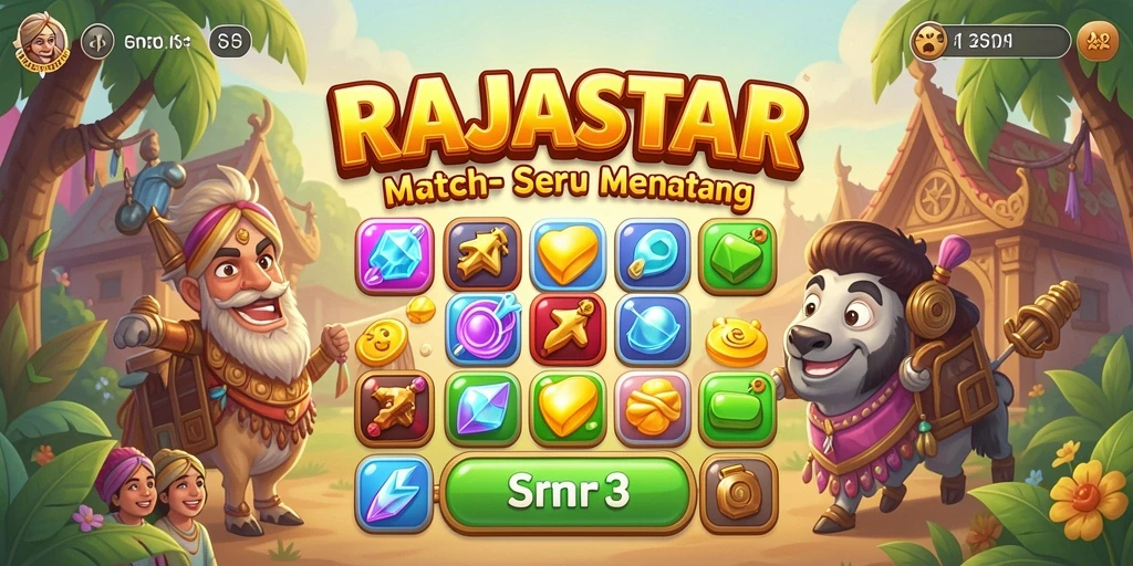 Tampilan gameplay RAJASTAR yang penuh warna dan seru.