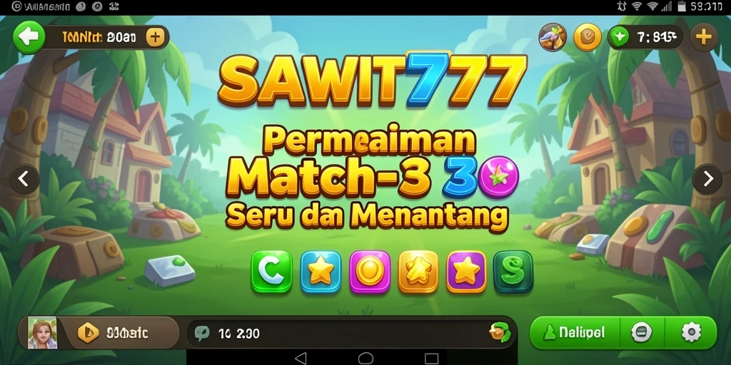 Tampilan gameplay SAWIT777 dengan kombinasi sawit yang berwarna-warni.