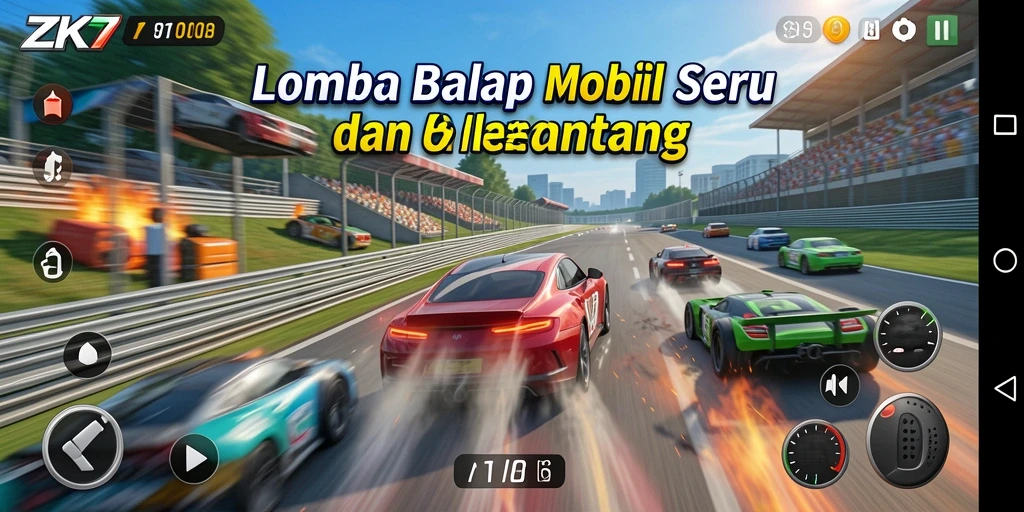 Gameplay balap mobil yang seru dan mendebarkan.