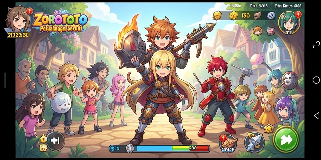 Tampilan gameplay ZOROTOTO yang menarik dan penuh warna.